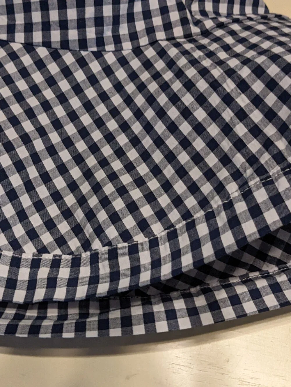Gingham Brim Hat Navy White Packable Lined Resort Versatile Adult OS Sun Travel